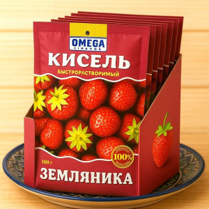 Кисель "Земляника", быстрорастворимый, 100 г — ароматный напиток с вкусом лесной ягоды