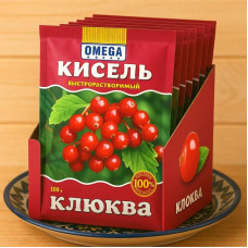 Кисель "Клюква", быстрорастворимый, 100 г — освежающий напиток с кисло-сладким вкусом
