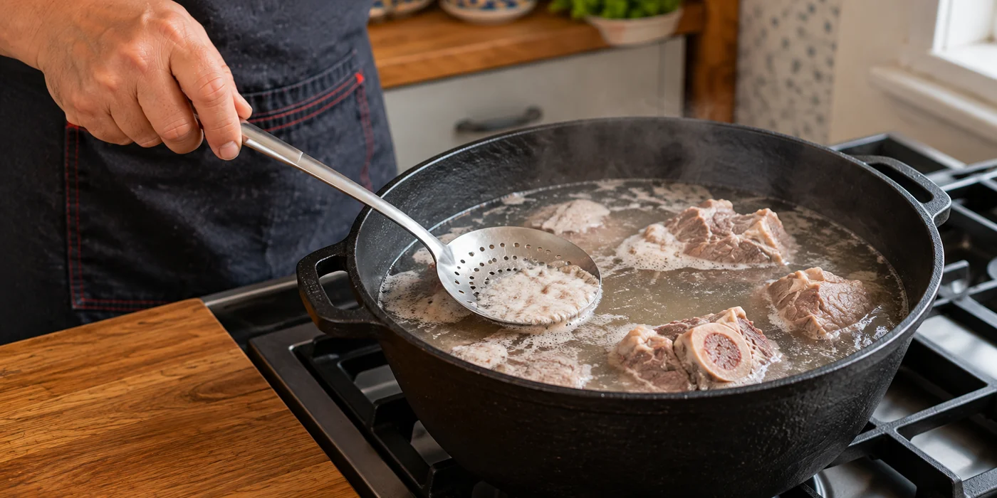 Приготовление чистого мясного бульона для шурпы